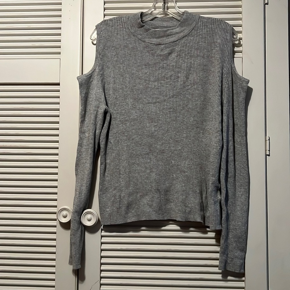 FREEWAY Cold Shoulder Mock Neck Sweater